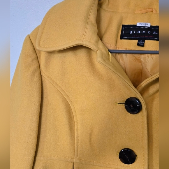 Giacca Yellow Wool Peacoat Size Medium - Picture 5 of 7